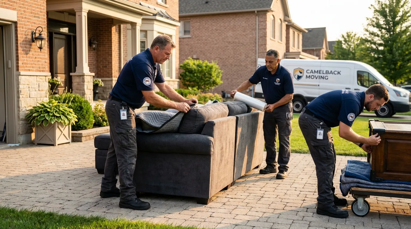 Large estate moving crew wrapping furniture in Saline, MI